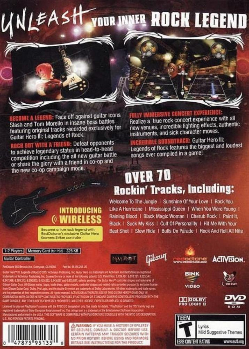 PLAYSTATION 2 PS2 PACK GUITARE GUITAR HERO 3 LEGENDS OF ROCK Sans Dong Sans Jeu EUR 59,99 - FR