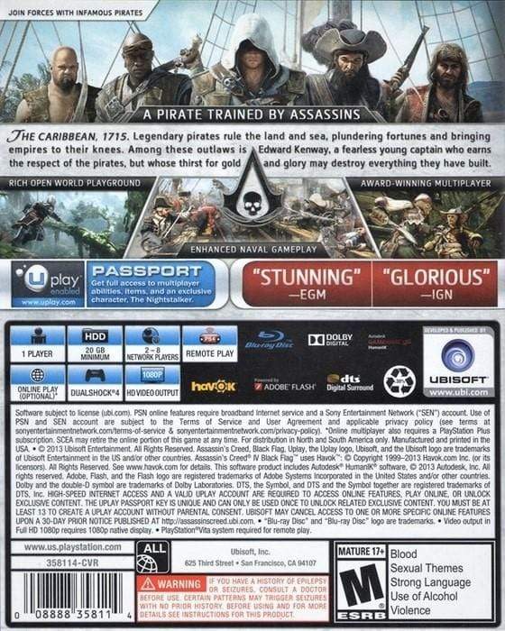 Assassin's Creed IV: Black Flag Sony PlayStation Video Game PS4