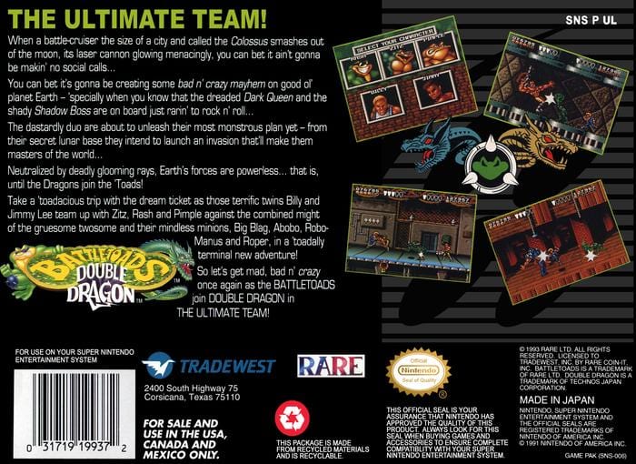Battletoads / Double Dragon the Ultimate Team SNES Super Nintendo
