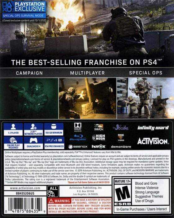 Call of Duty: Modern Warfare - Sony PlayStation 4 France Call of Duty: Modern Warfare - Sony PlayStation 4 France