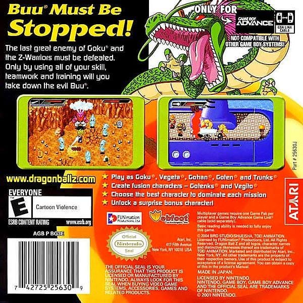 Dragon Ball Z: Buu's Fury Nintendo Game Boy Advance GBA 