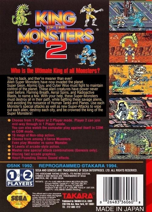 king of the monsters 2 game King of the Monsters 2 Sega Genesis