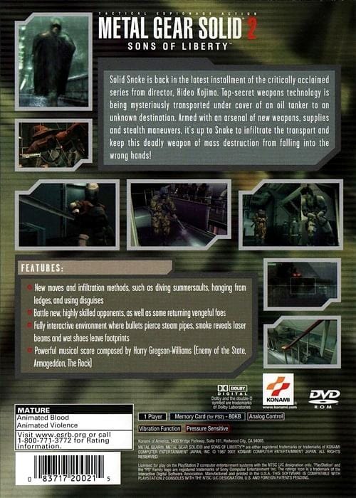 metal gear 2 rom Metal Gear Solid 2: Sons of Liberty - PlayStation 2