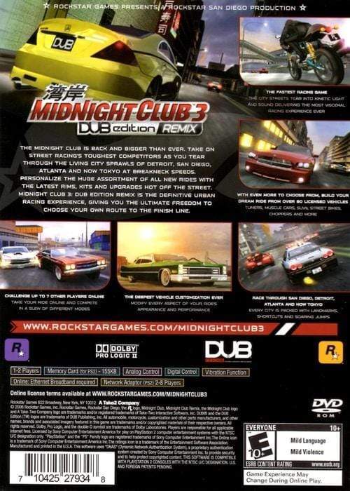 Midnight Club 3 DUB Edition Remix - PlayStation 2
