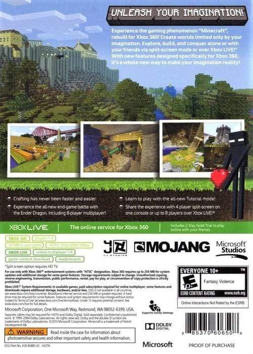 Minecraft Xbox 360 Edition Game
