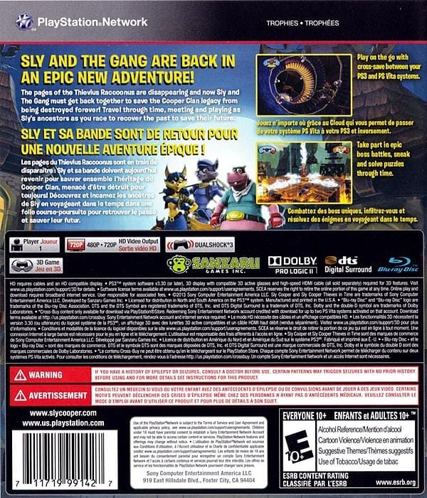Sly Cooper Thieves in Time (Sony PlayStation 3) PS3 Video Game