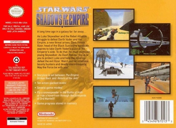 Star Wars: Shadows of the Empire Nintendo 64 Video Game N64