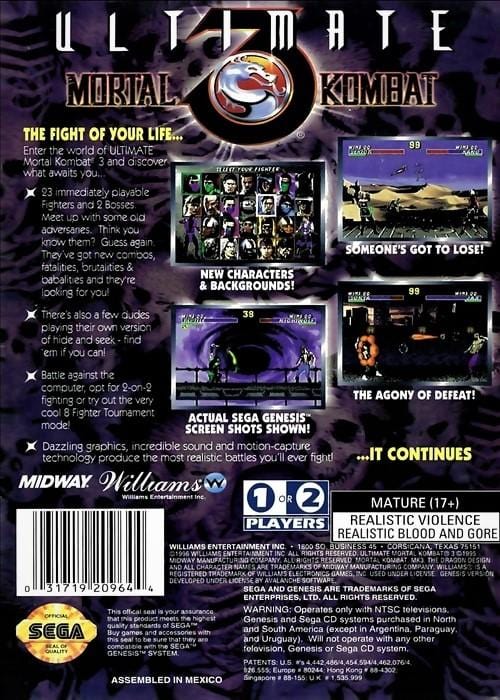 Ultimate Mortal Kombat 3 sur Megadrive Ultimate Mortal Kombat 3 sur Megadrive