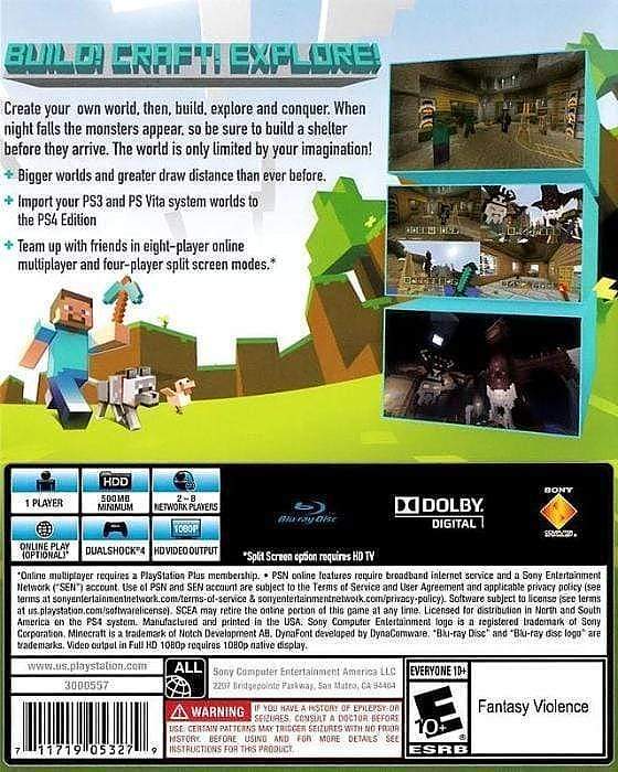 Minecraft: PlayStation 4 Edition Sony PlayStation 4 Video Game PS4 -  Gandorion Games