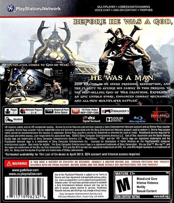 Used God Of War Ascension PS3 For PlayStation 3 (Used) 