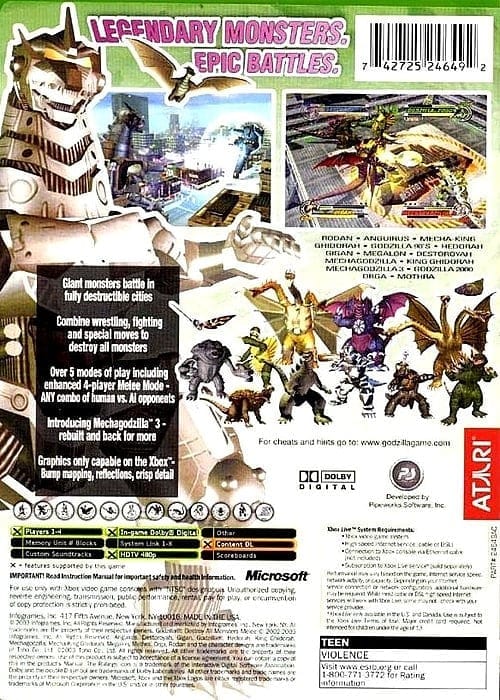 godzilla destroy all monsters xbox Godzilla: Destroy All Monsters Melee Microsoft Xbox
