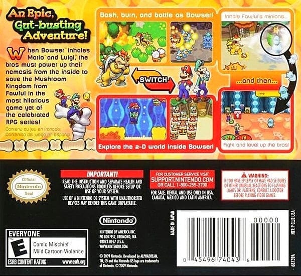 Mario & Luigi: Bowser's Inside Story Rating E-Everyone Video Games for sale
