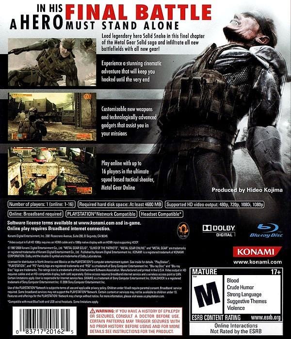 Metal Gear Solid 4: Guns of the Patriots - PlayStation 3, PlayStation 3