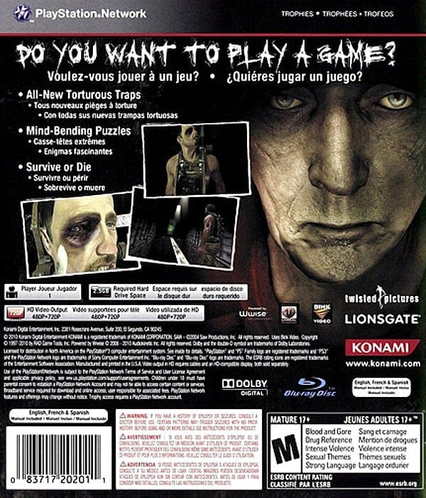 Saw II: Flesh & Blood Sony PlayStation 3 Video Game PS3