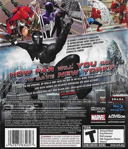 Spider-Man Web of Shadows Sony PlayStation 3 Video Game PS3 - Gandorion Games