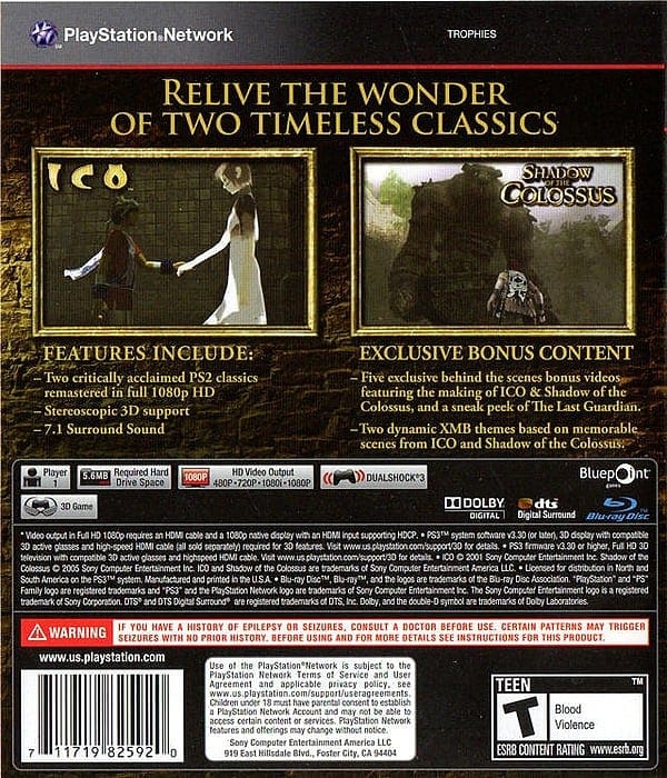 The ICO & Shadow of the Colossus Collection The ICO & Shadow of the Colossus  Collection - PlayStation 3 – Gandorion Games