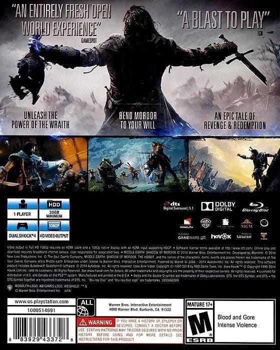 Middle-Earth: Shadow of Mordor - PlayStation 4, PlayStation 4